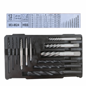 Screw Extractor & Drill Bit Set - 12pcs